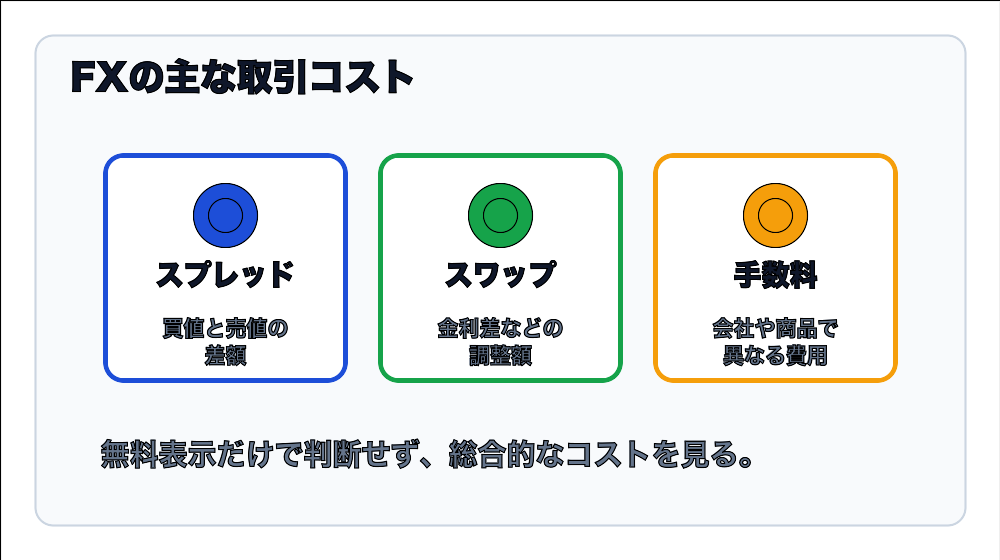 スプレッド・スワップ・手数料の違い図